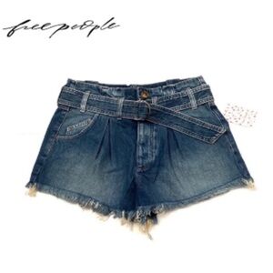 FREE PEOPLE SHORTS LIVIN BLUE WE THE FREE FRAYED w BELT SMALL SEE YOU SOMETIME